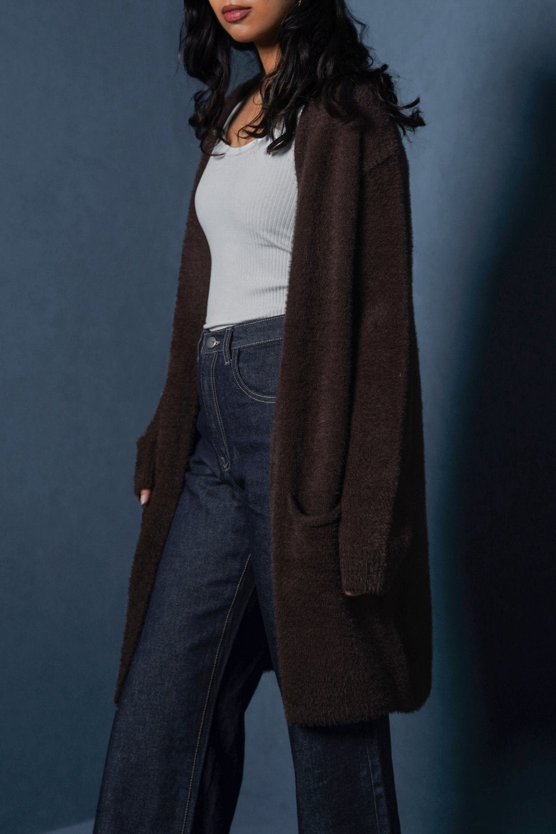 COFFEE ANGEL HAIR CARDIGAN