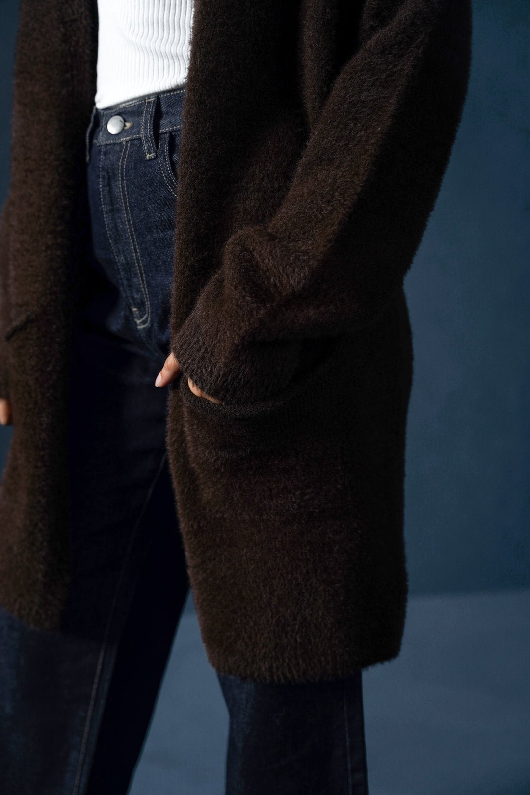 COFFEE ANGEL HAIR CARDIGAN