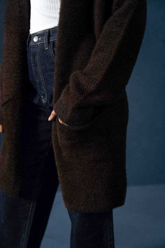 COFFEE ANGEL HAIR CARDIGAN