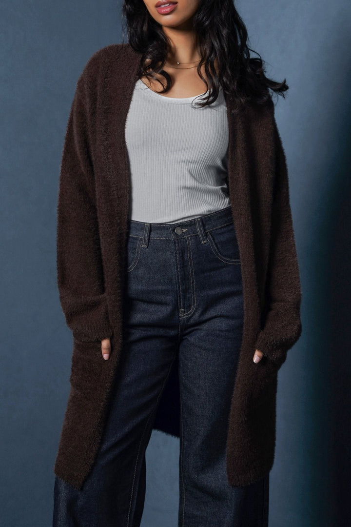 COFFEE ANGEL HAIR CARDIGAN