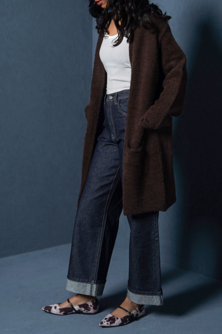 COFFEE ANGEL HAIR CARDIGAN