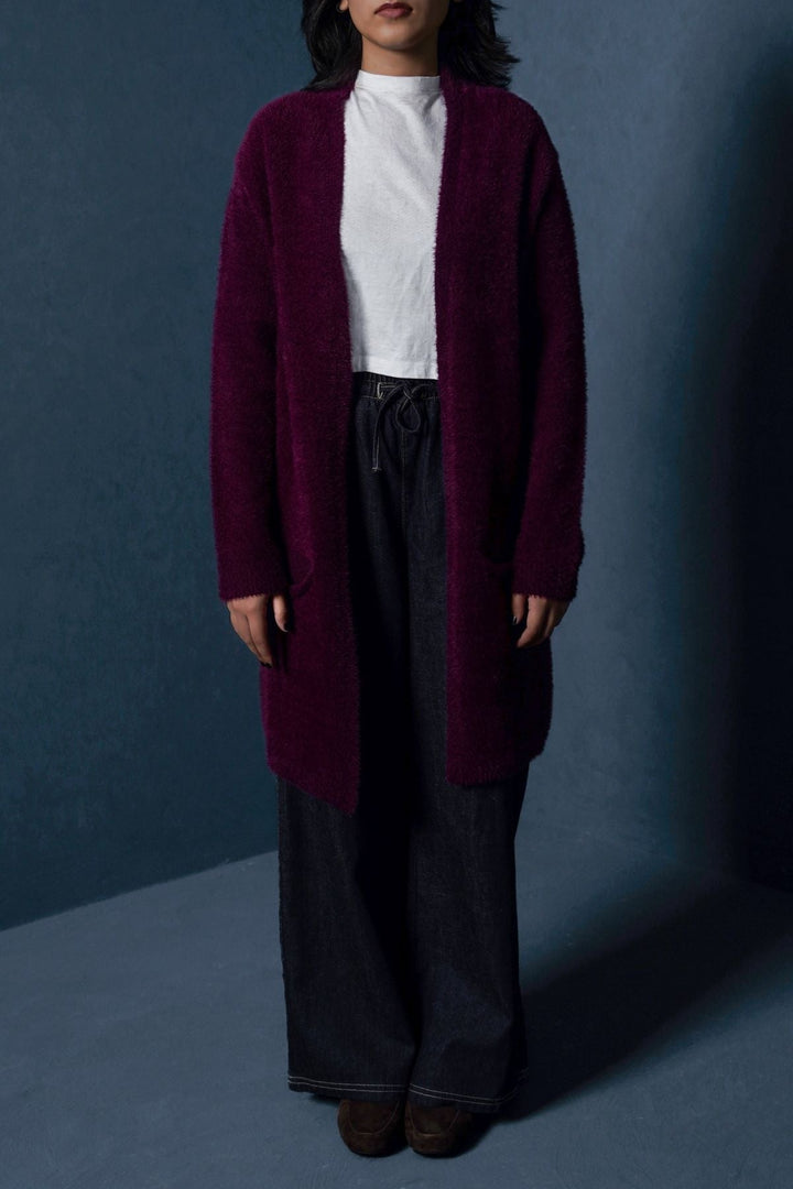 PLUM ANGEL HAIR CARDIGAN