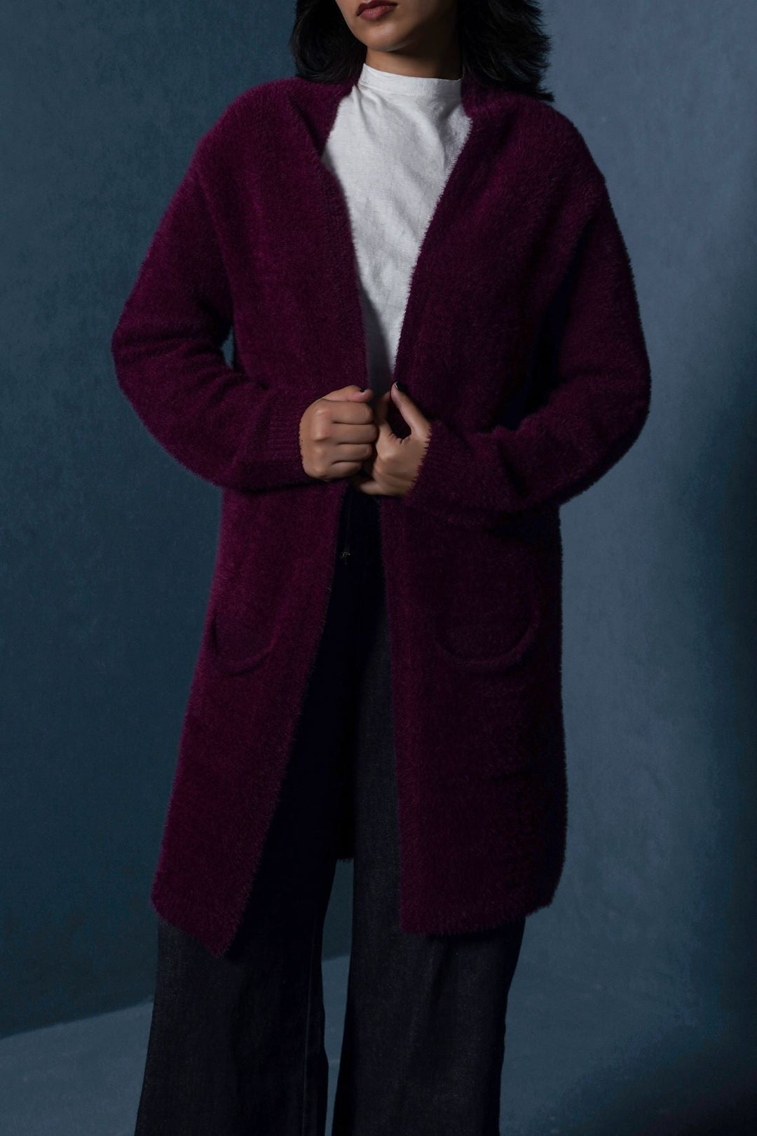 PLUM ANGEL HAIR CARDIGAN