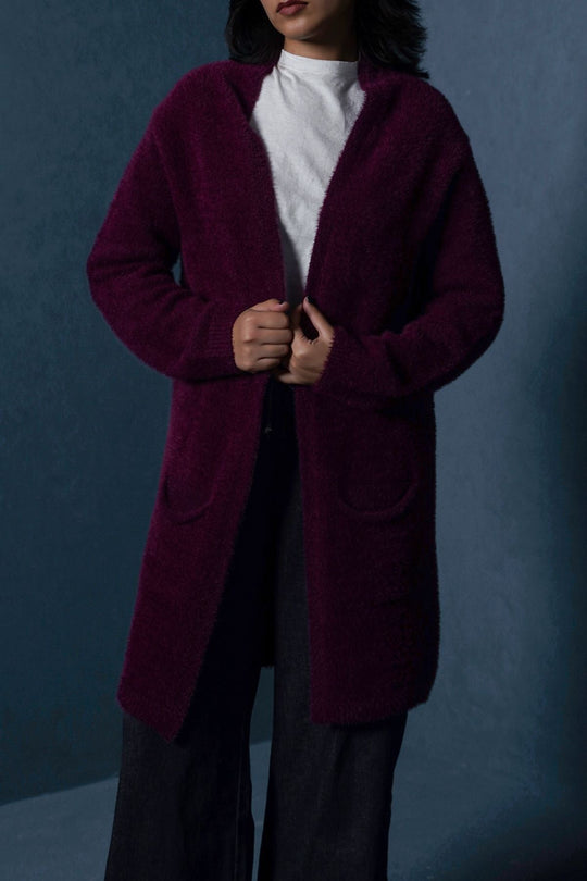 PLUM ANGEL HAIR CARDIGAN