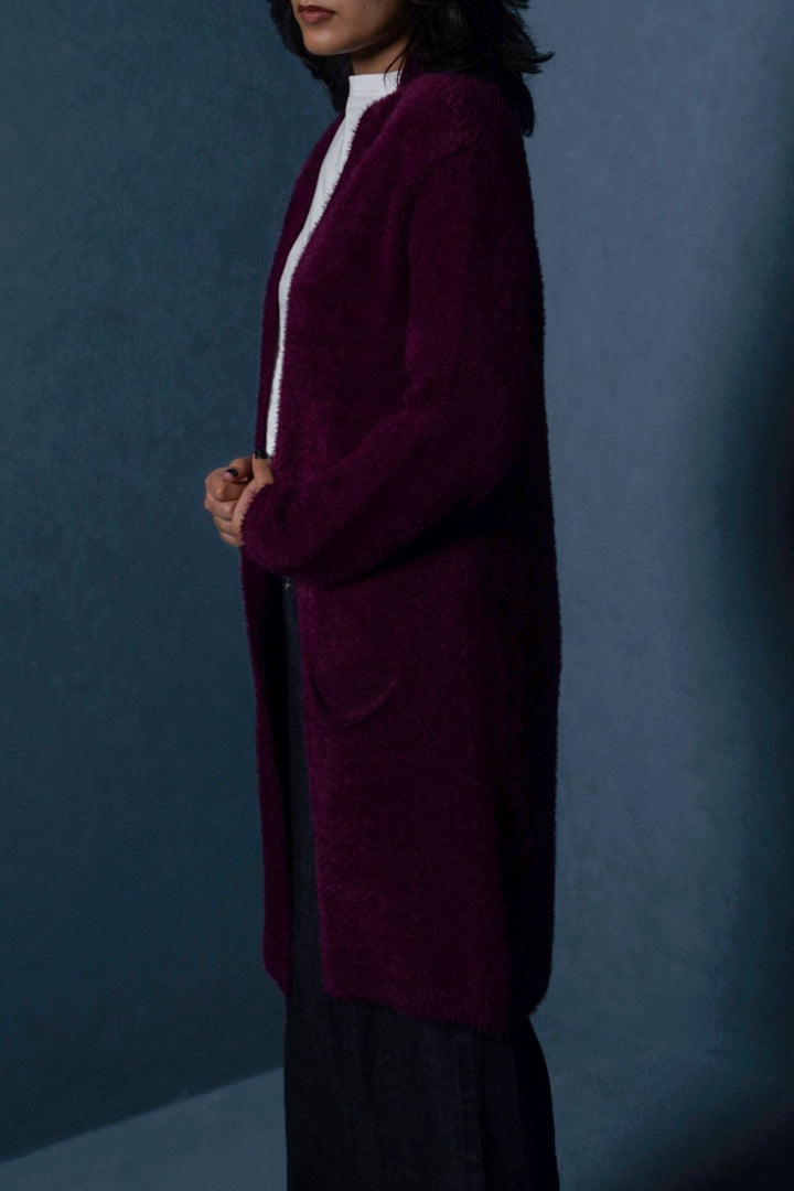 PLUM ANGEL HAIR CARDIGAN