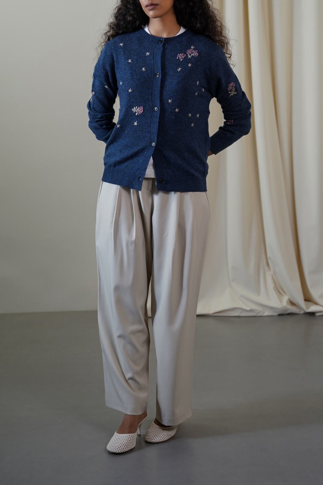 BLUE FEMME EMBROIDERED CARDIGAN