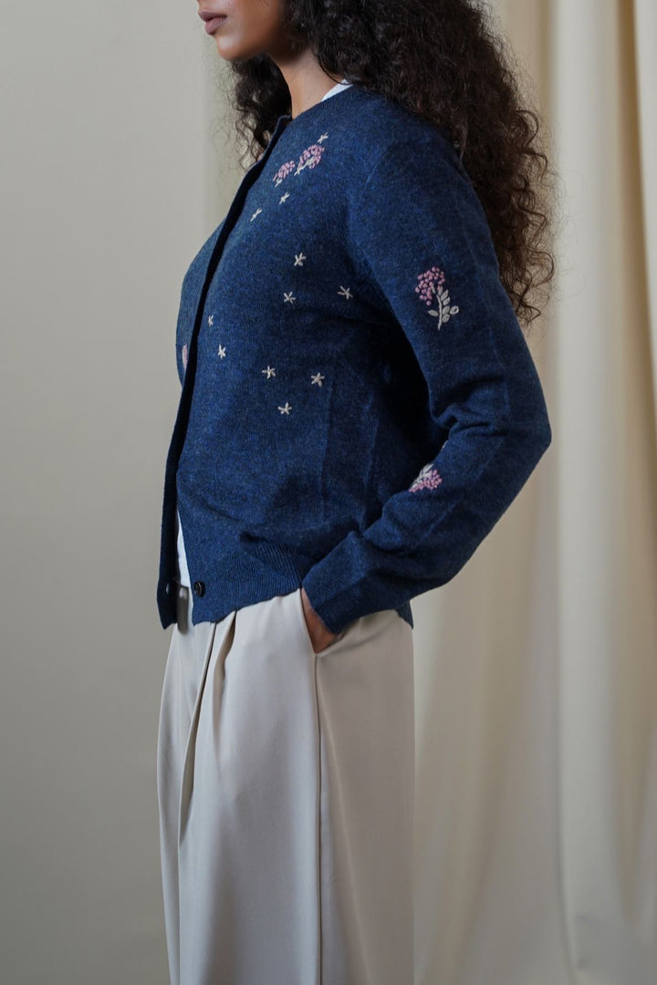BLUE FEMME EMBROIDERED CARDIGAN