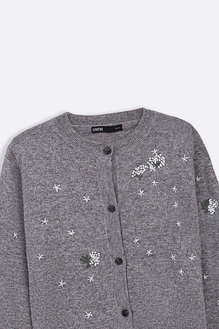 GREY FEMME EMBROIDERED CARDIGAN