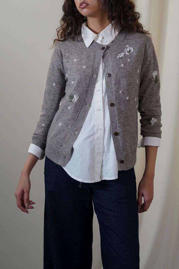 GREY FEMME EMBROIDERED CARDIGAN