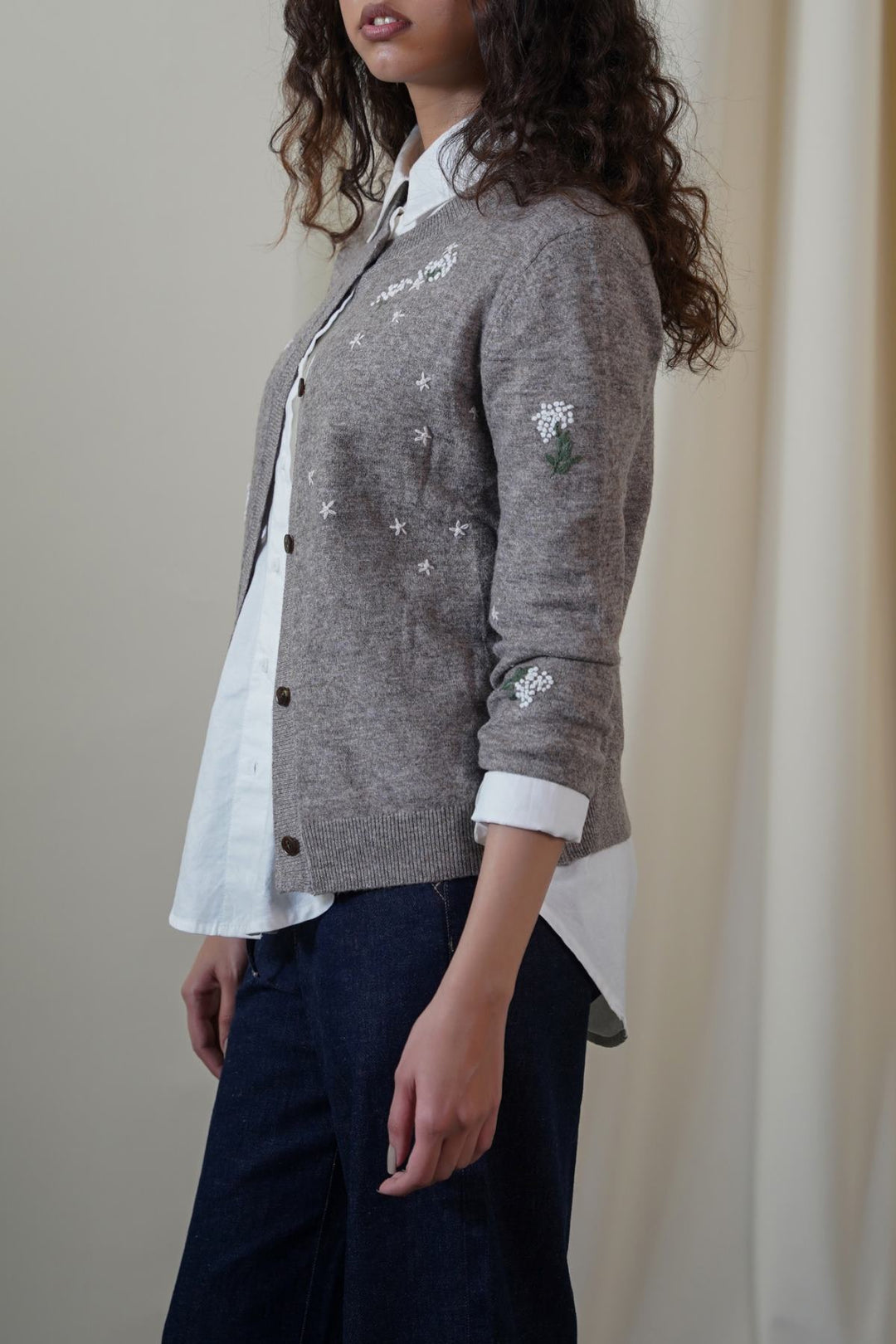 GREY FEMME EMBROIDERED CARDIGAN