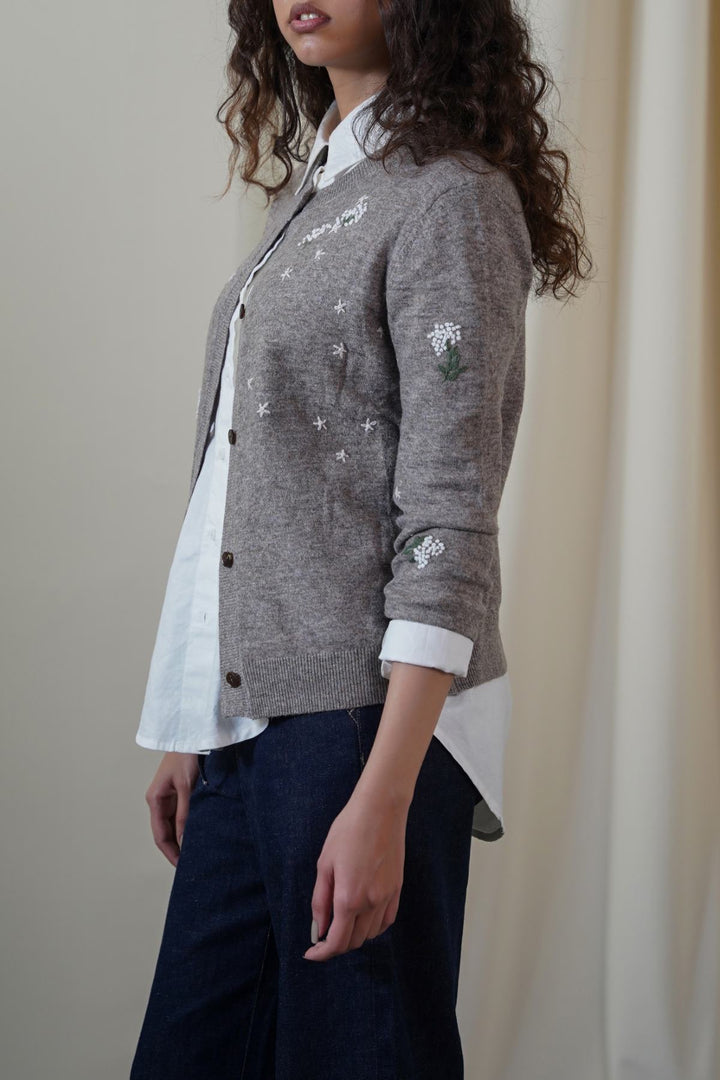 GREY FEMME EMBROIDERED CARDIGAN