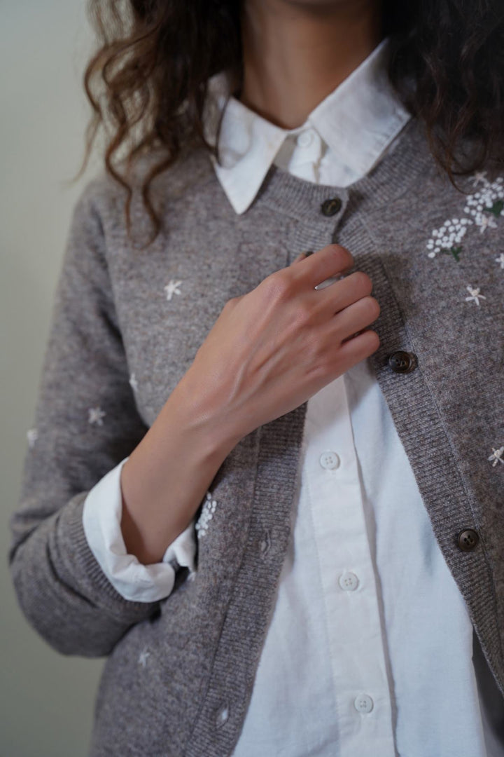 GREY FEMME EMBROIDERED CARDIGAN
