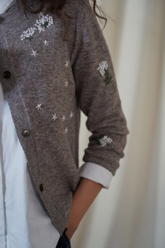 GREY FEMME EMBROIDERED CARDIGAN