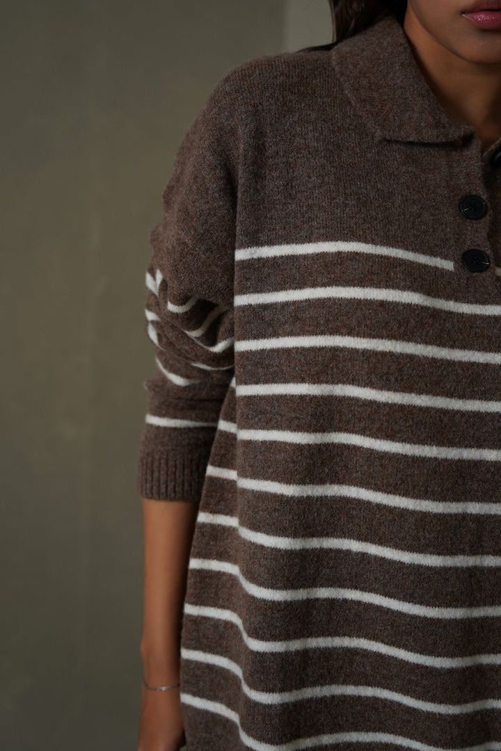 BROWN MARINE WOOLY SWEATER