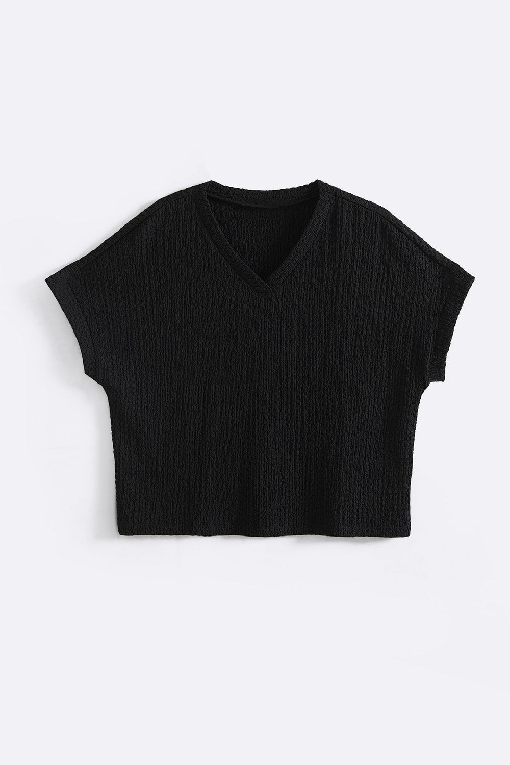 BLACK CRINKLE CASCADE TEE