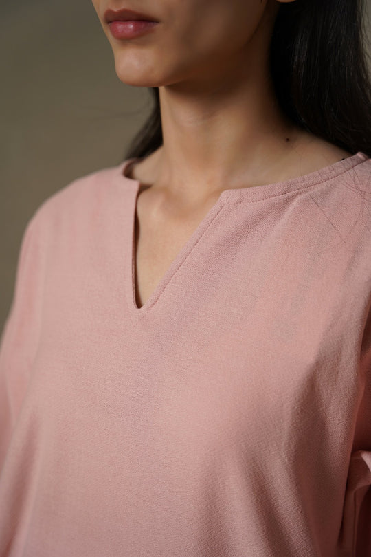 DUSTY PINK CREPE COASTAL TEE