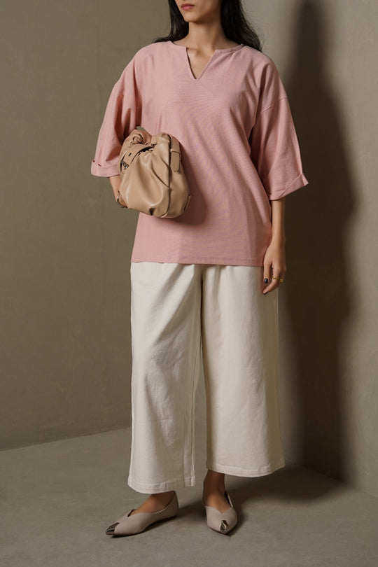 DUSTY PINK CREPE COASTAL TEE