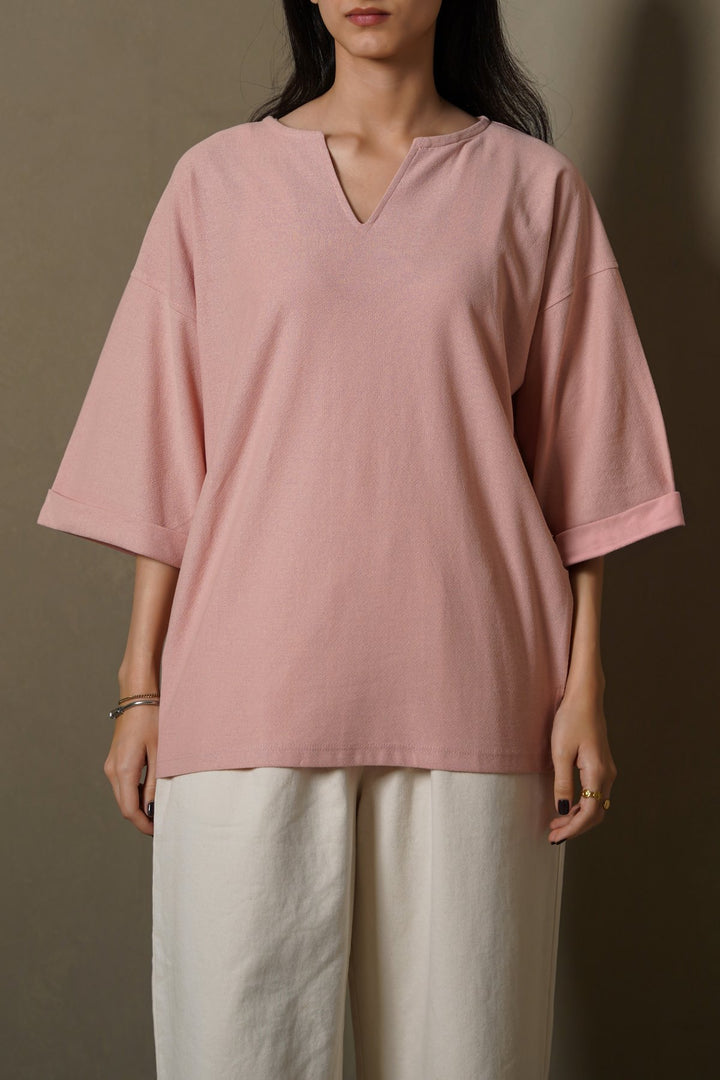 DUSTY PINK CREPE COASTAL TEE