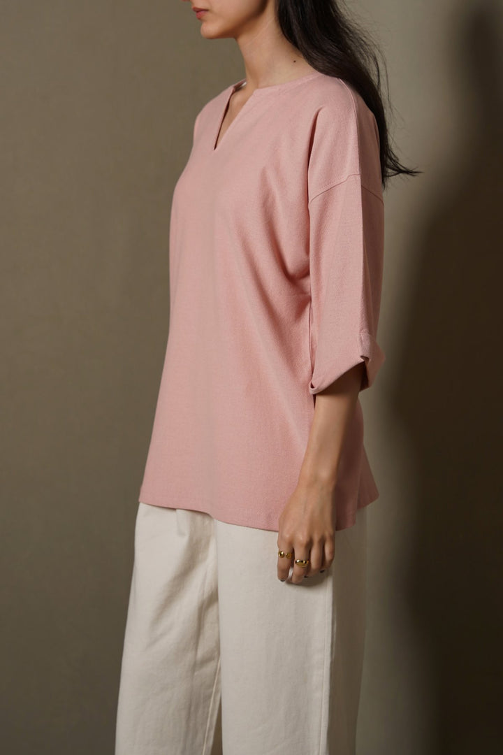 DUSTY PINK CREPE COASTAL TEE