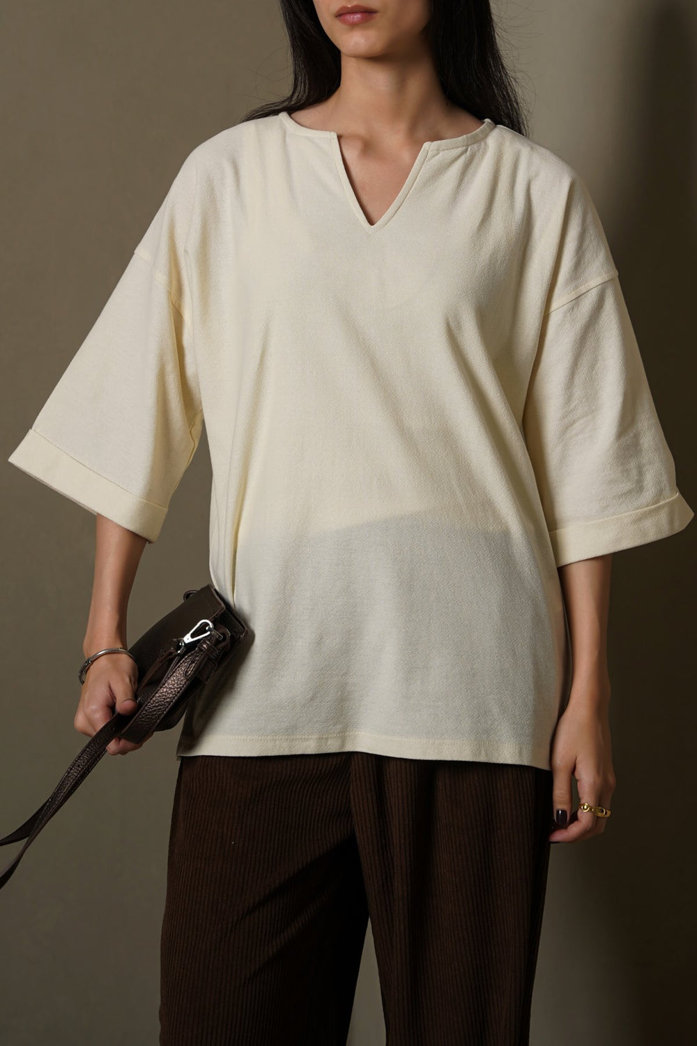 IVORY CREPE COASTAL TEE
