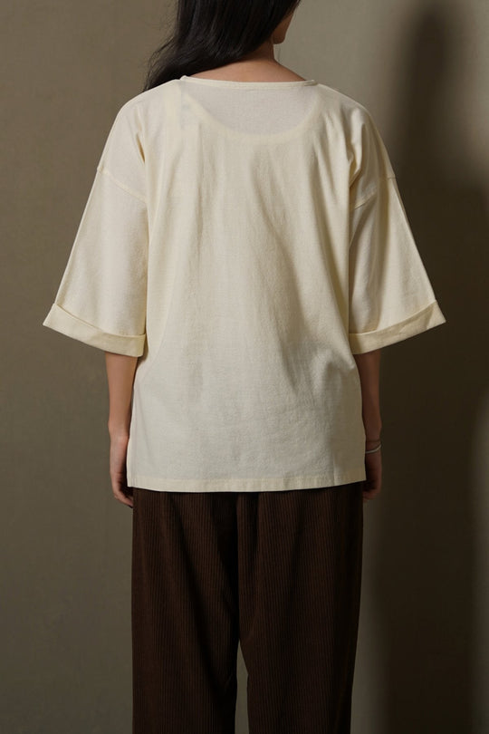 IVORY CREPE COASTAL TEE