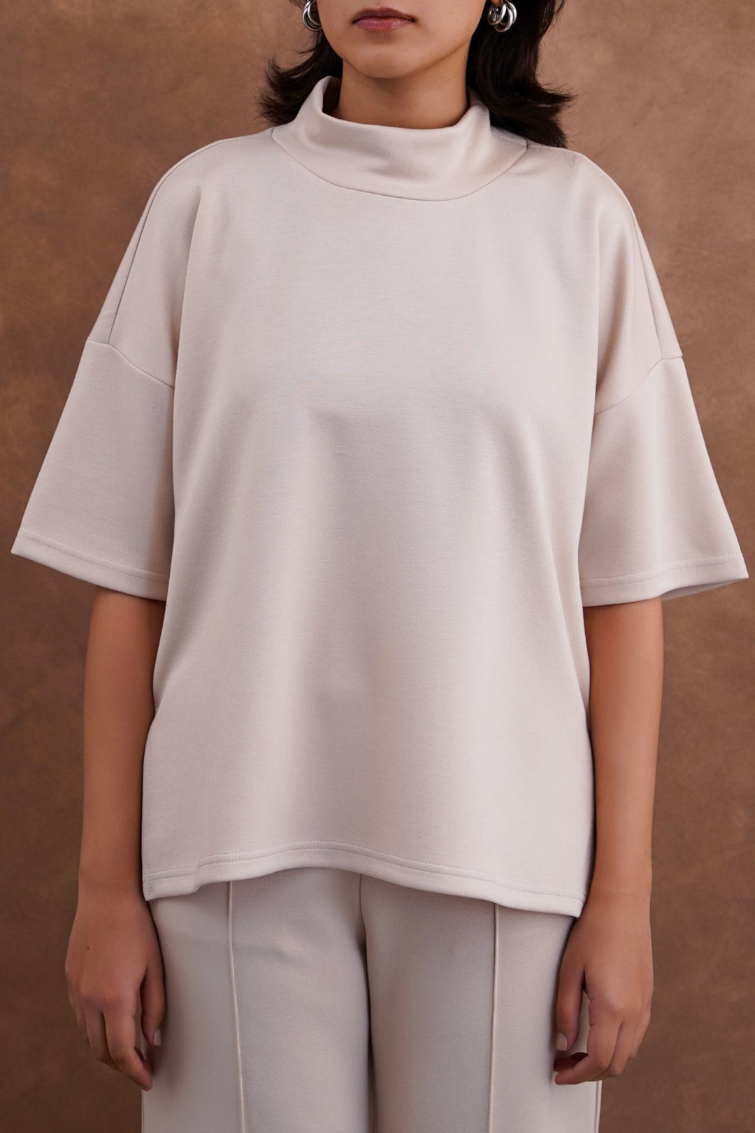 BEIGE NEOPRENE HIGH NECK