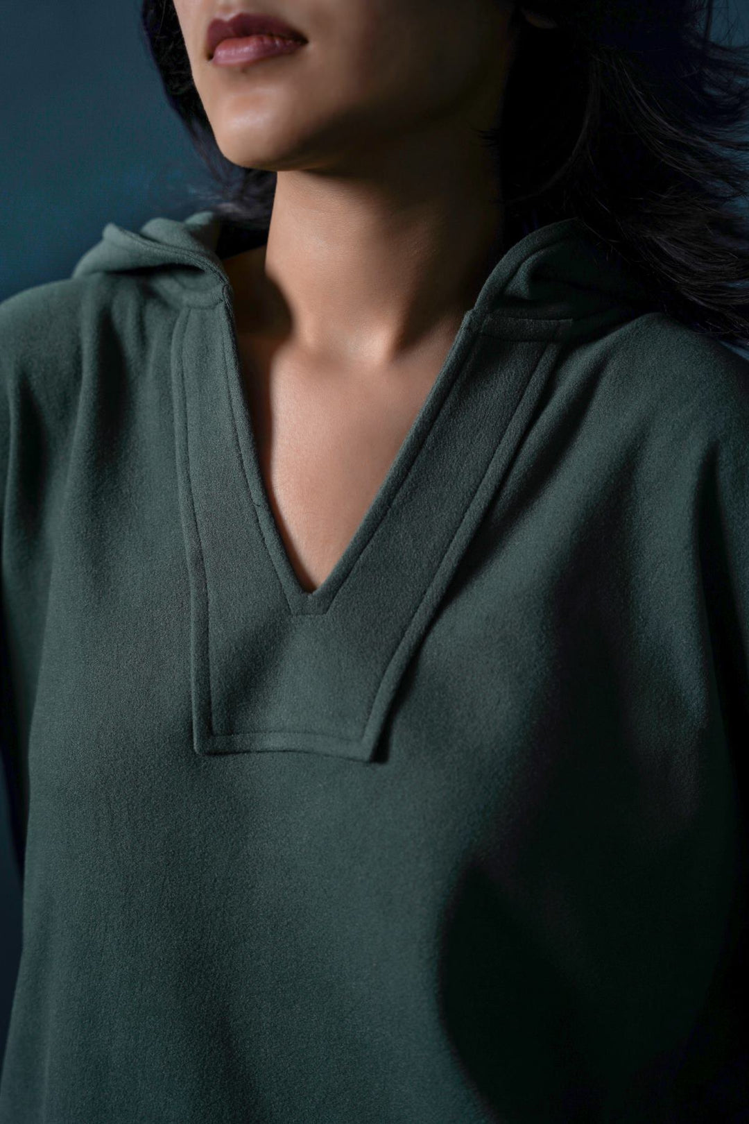 GREEN SOFT FLEECE PATCH HOODIE