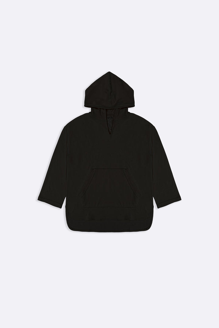 BLACK LOUNGE V-NECK HOODIE