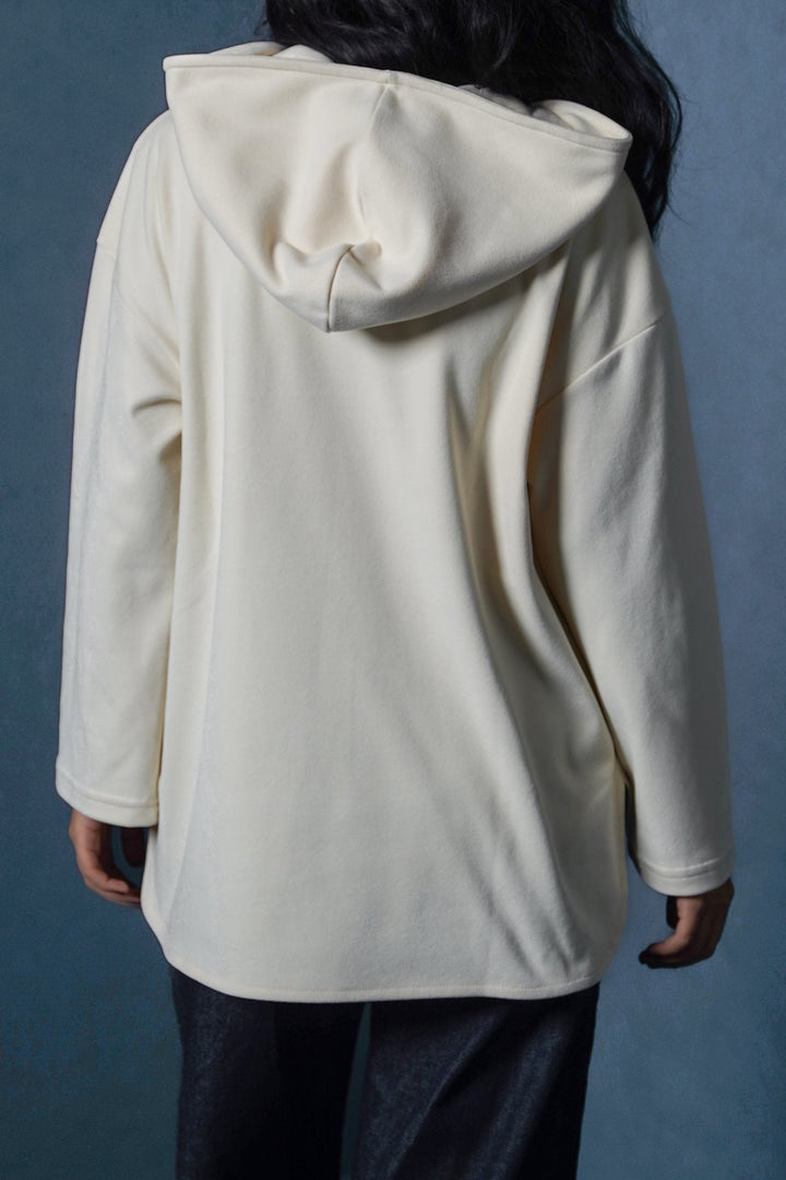 IVORY LOUNGE V-NECK HOODIE