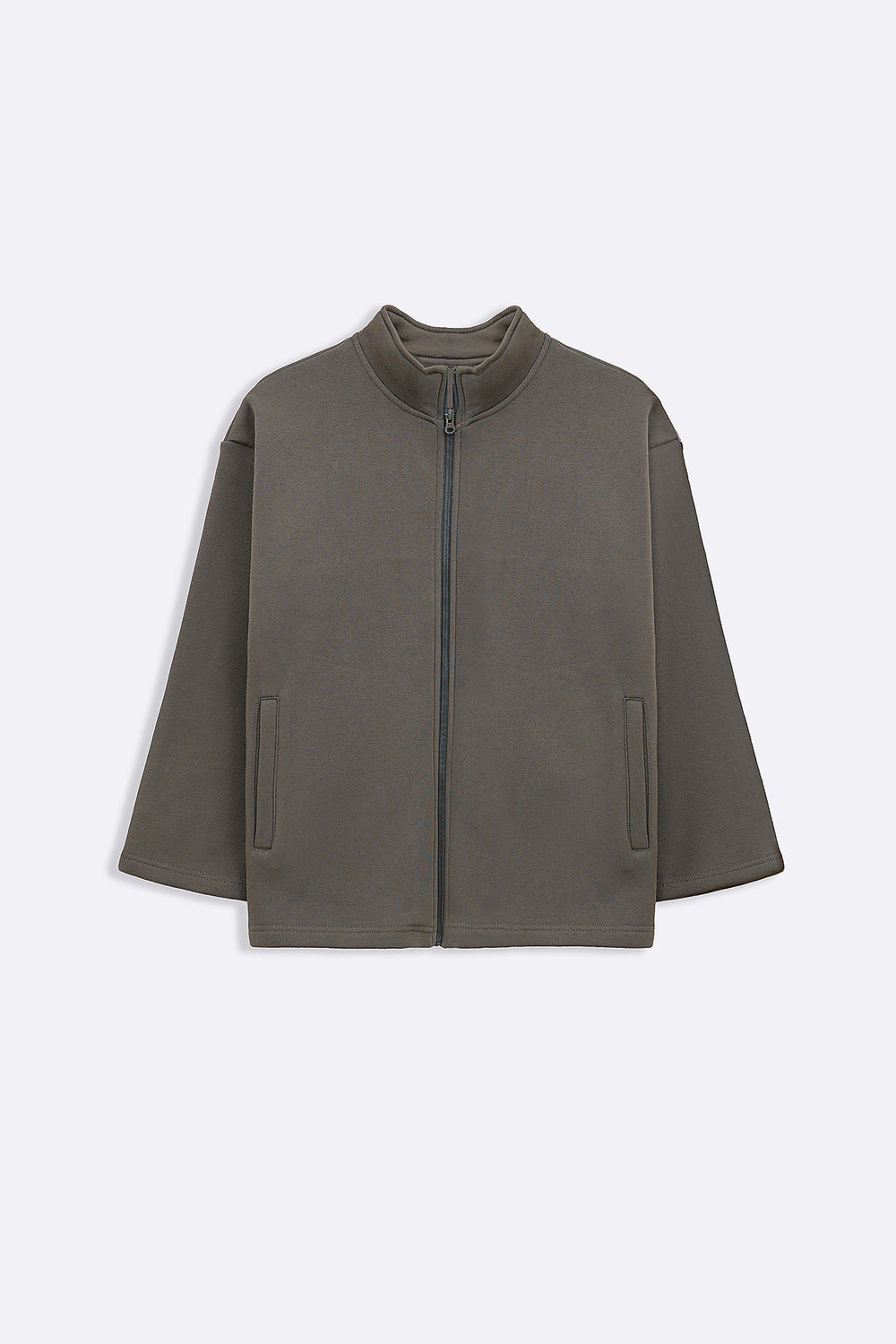 KHAKI FLEECE COCOON JACKET