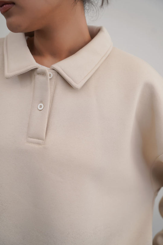 BEIGE CLASSIC FLEECE POLO