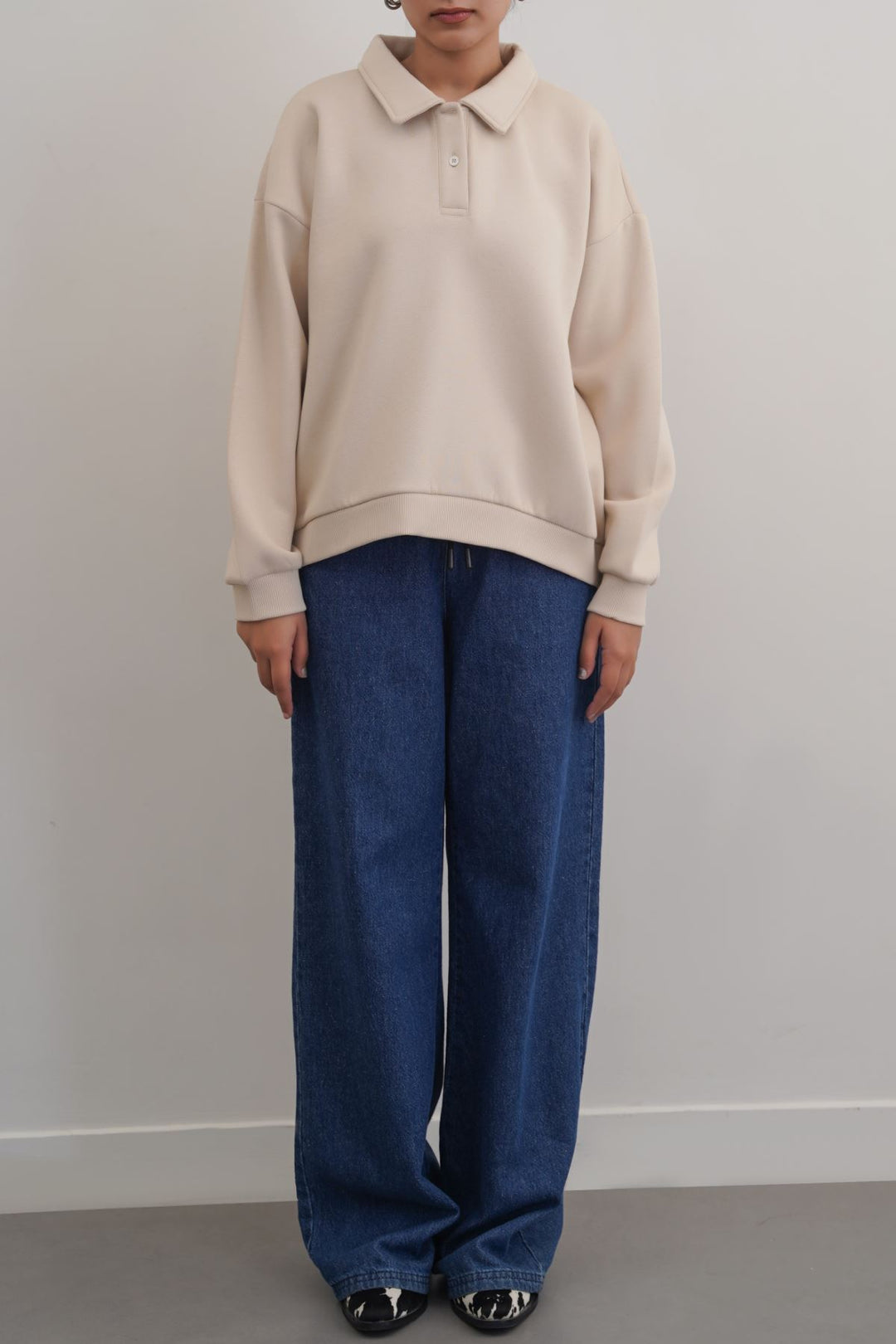 BEIGE CLASSIC FLEECE POLO