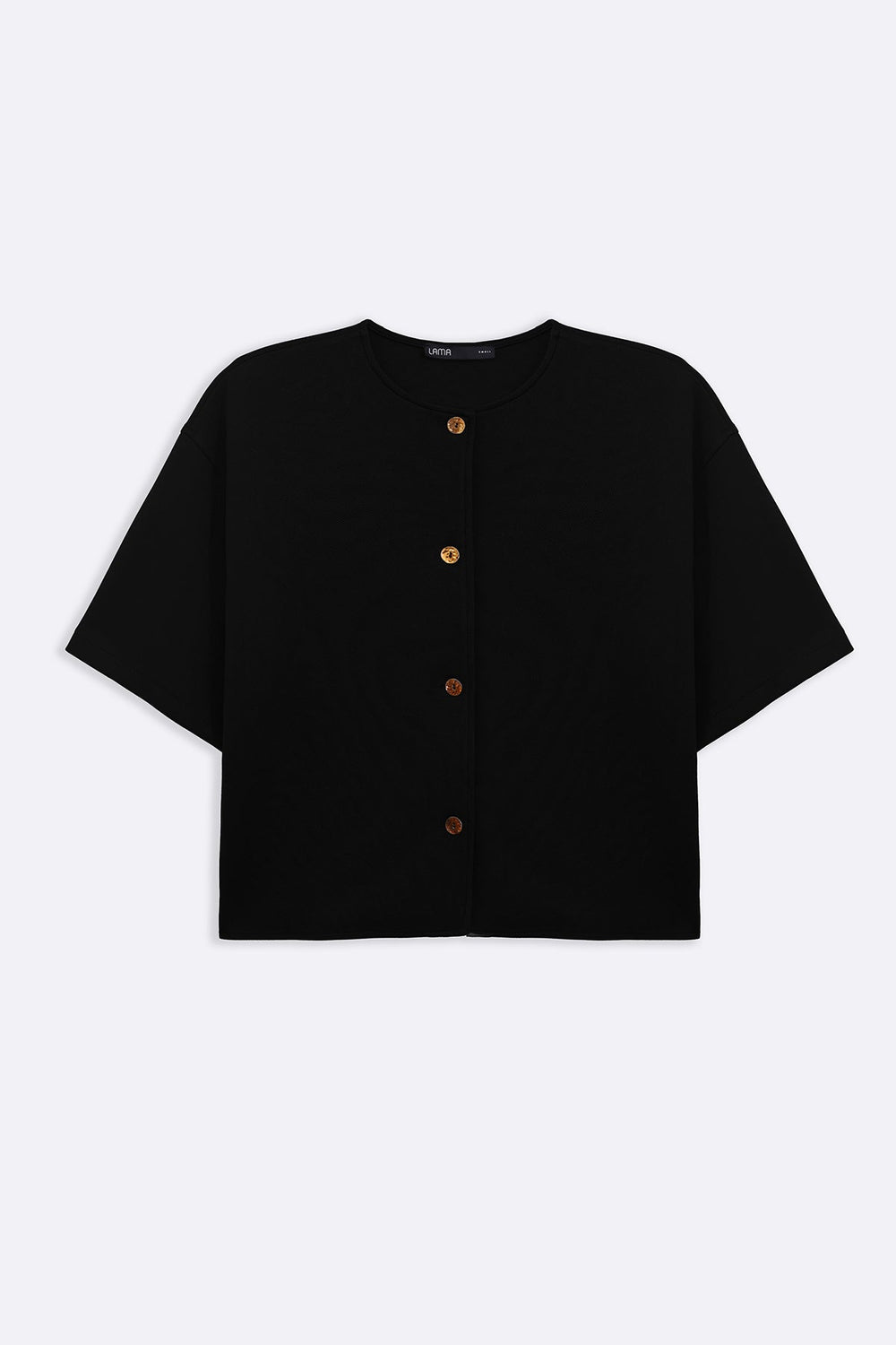 BLACK TWILL TEXTURED BLOUSE