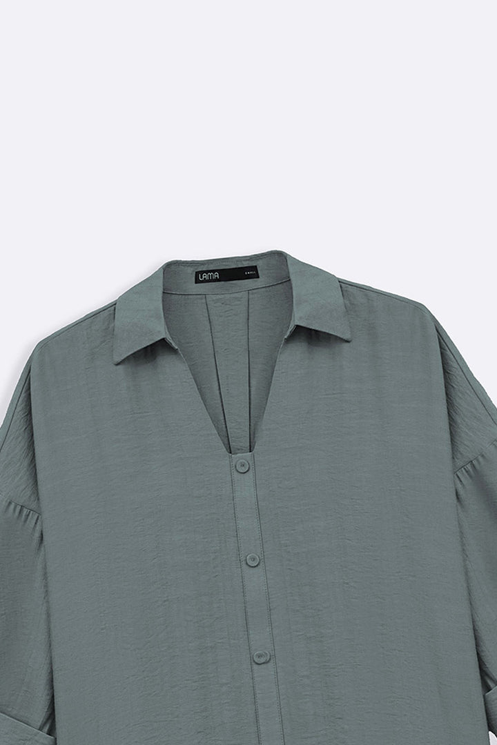 GREEN SILKY CRUISE BLOUSE