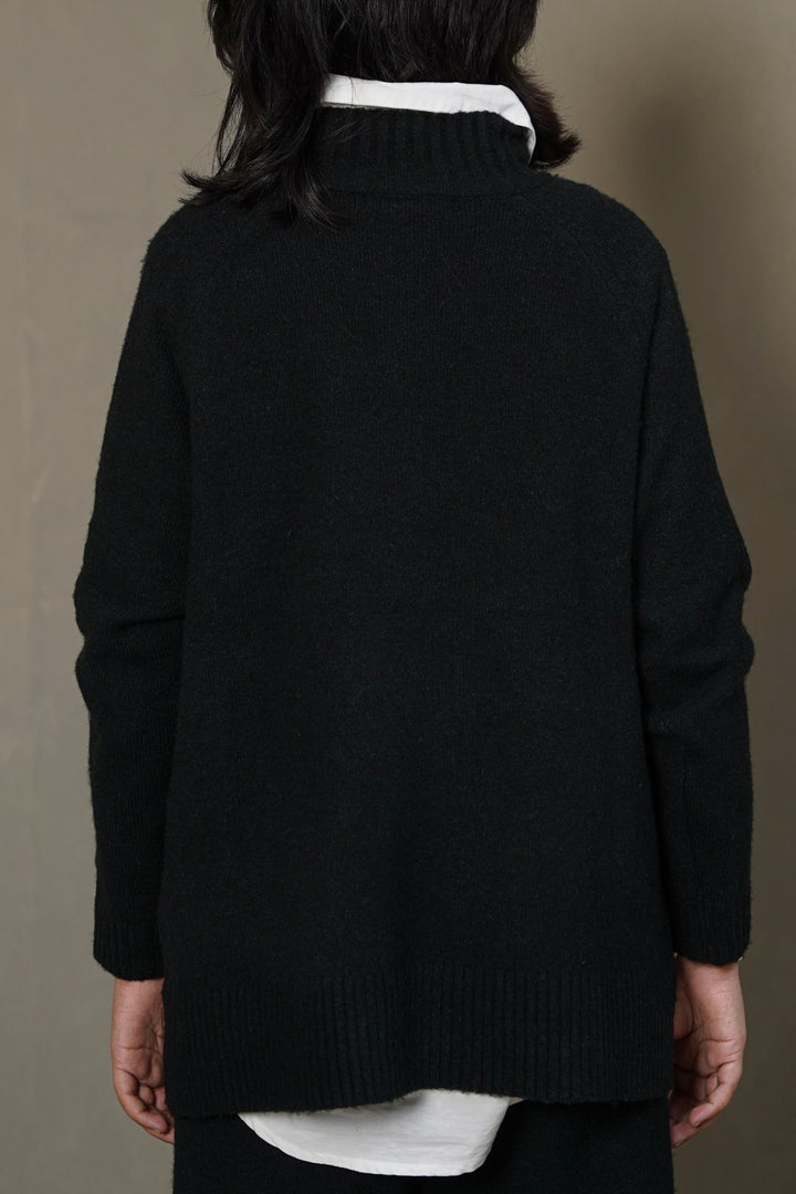 DARK GREEN HENLEY RIBBED PULLOVER