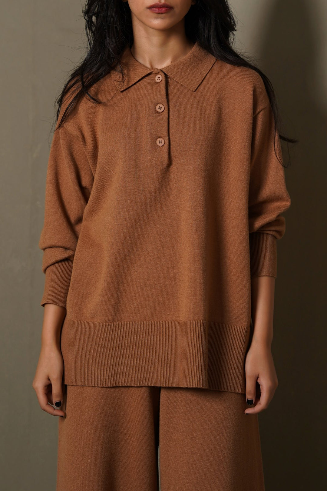 CAMEL POLO PULLOVER