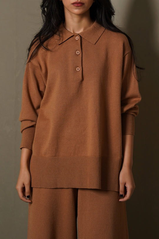 CAMEL POLO PULLOVER