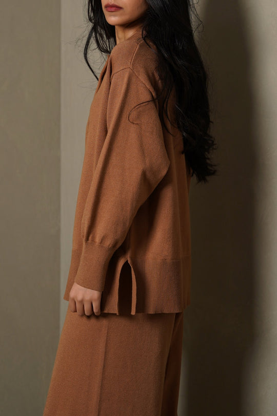 CAMEL POLO PULLOVER