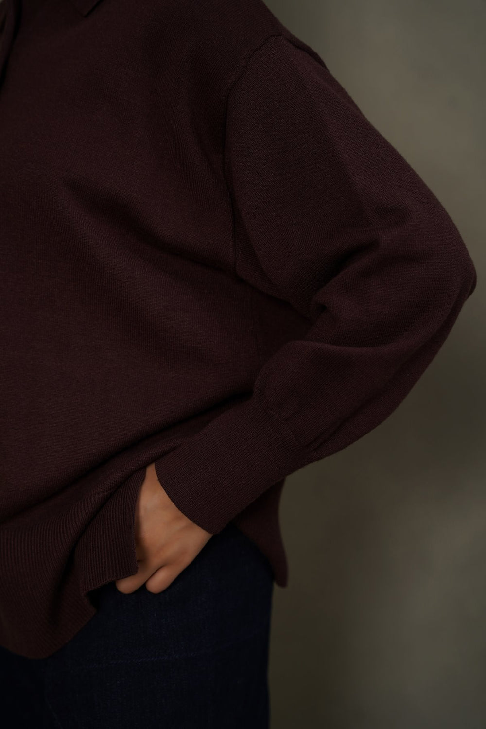 DARK BROWN POLO PULLOVER