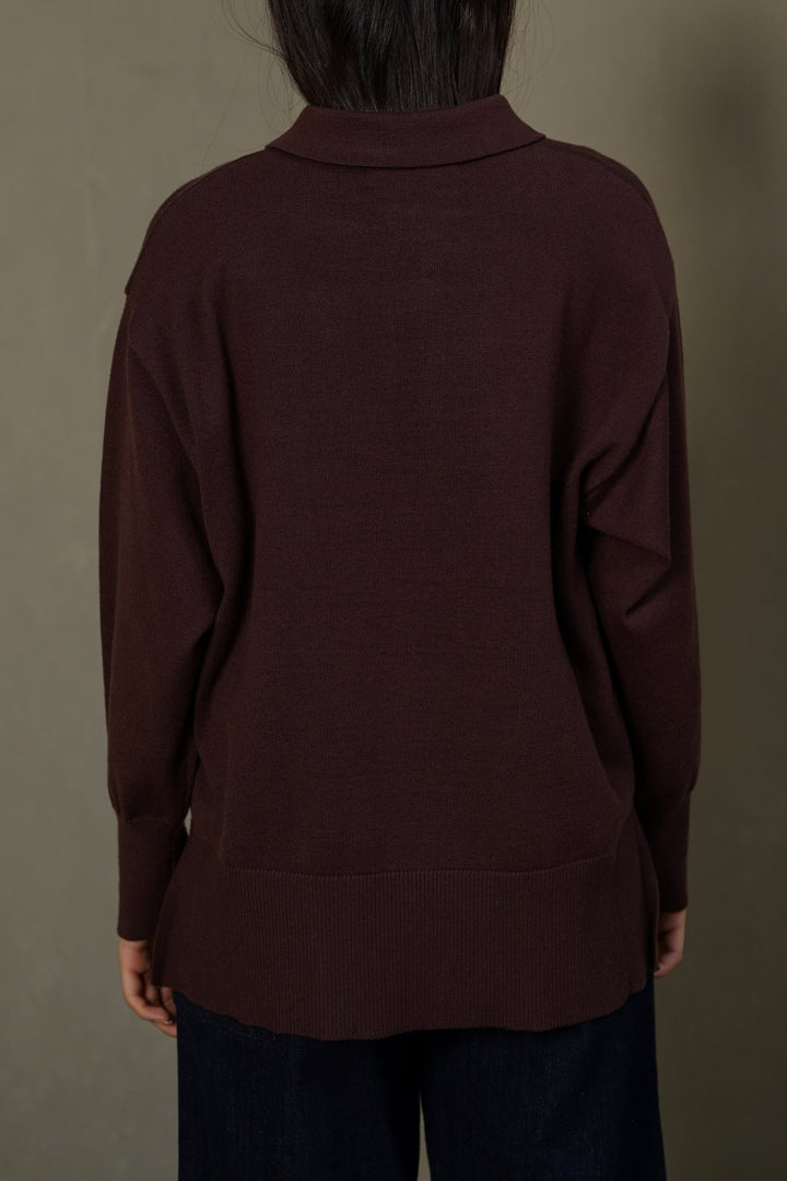 DARK BROWN POLO PULLOVER