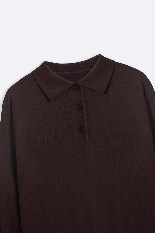 DARK BROWN POLO PULLOVER
