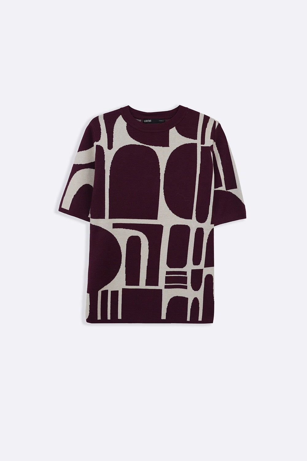 BURGUNDY CREAM COLORBLOCK SWEATER