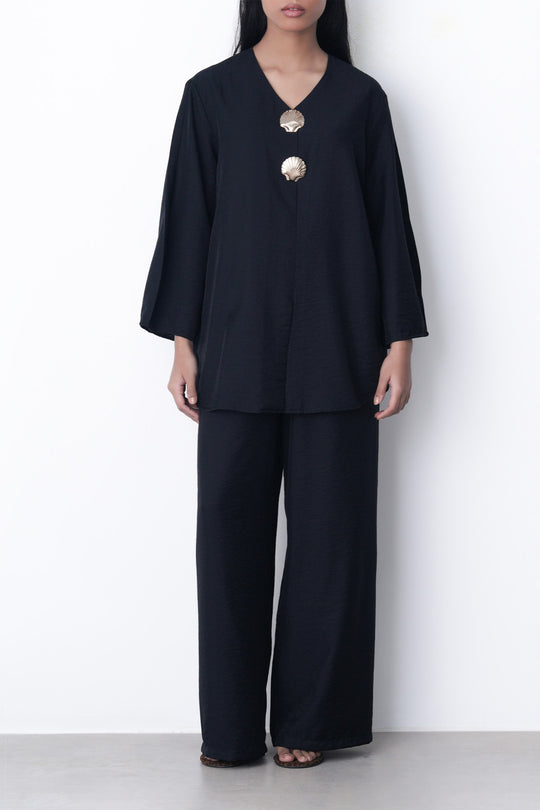BLACK-FLOWY LONG PANTS