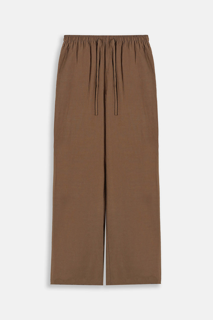 BROWN FLOWY LONG PANTS