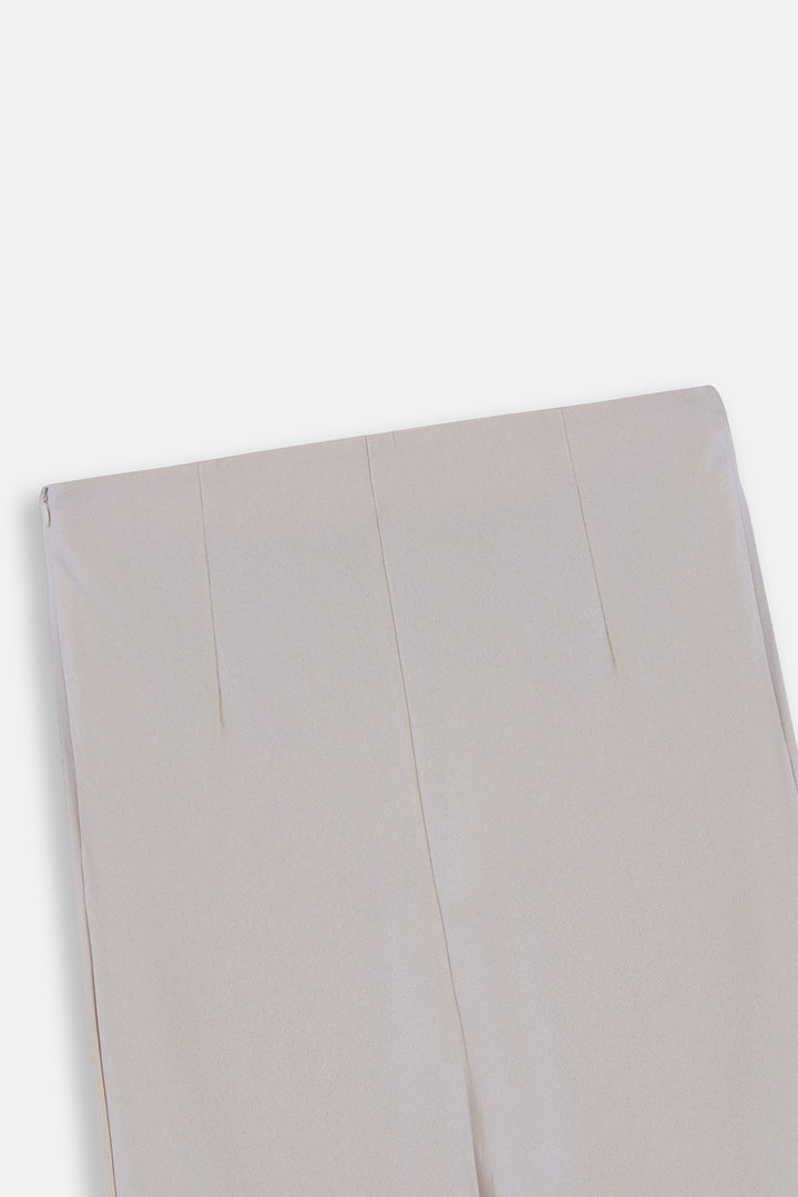 CREAM WIDE FLARE PANTS