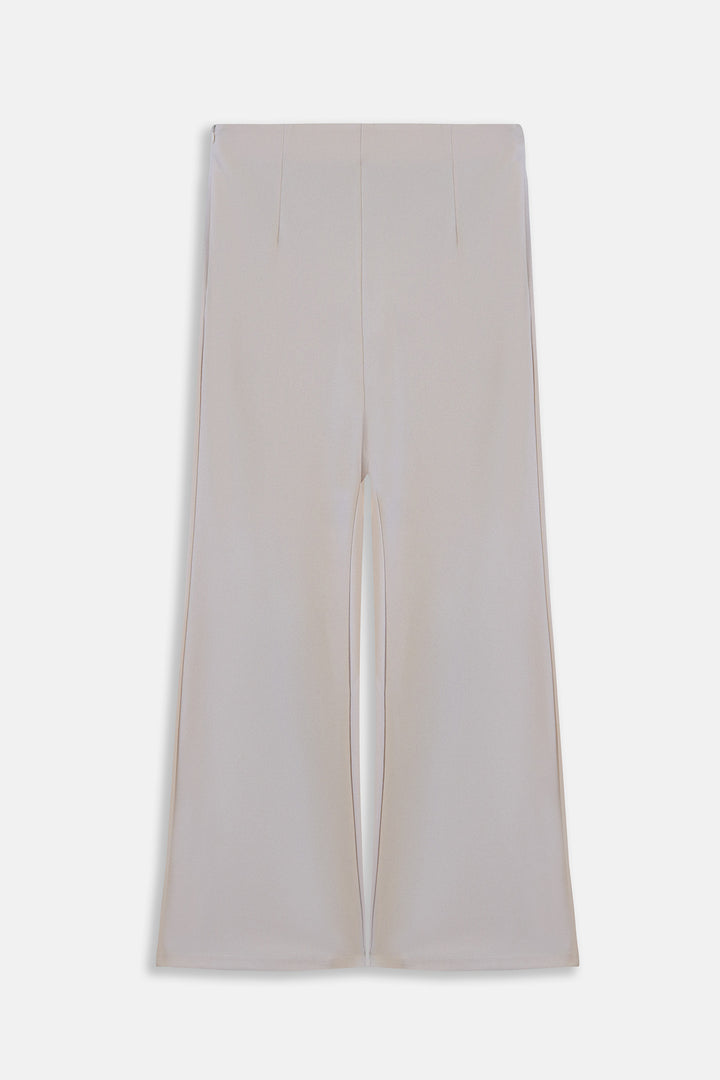 CREAM WIDE FLARE PANTS