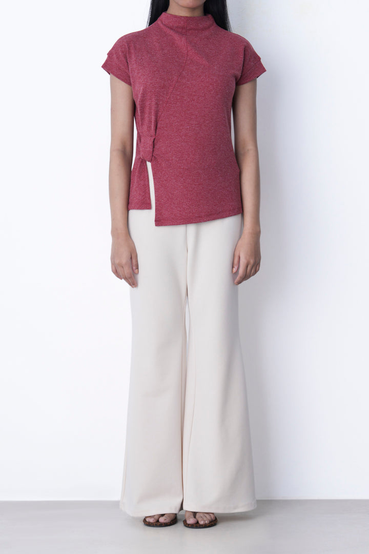 CREAM WIDE FLARE PANTS