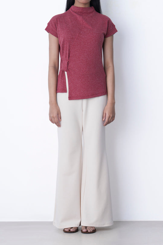 CREAM WIDE FLARE PANTS