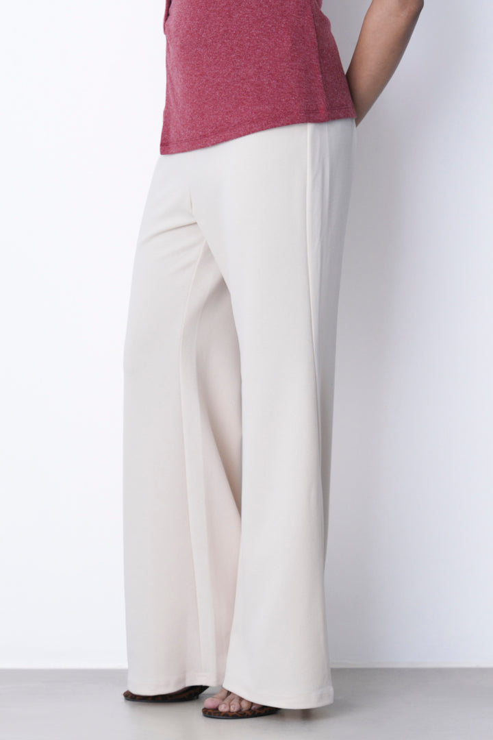 CREAM WIDE FLARE PANTS