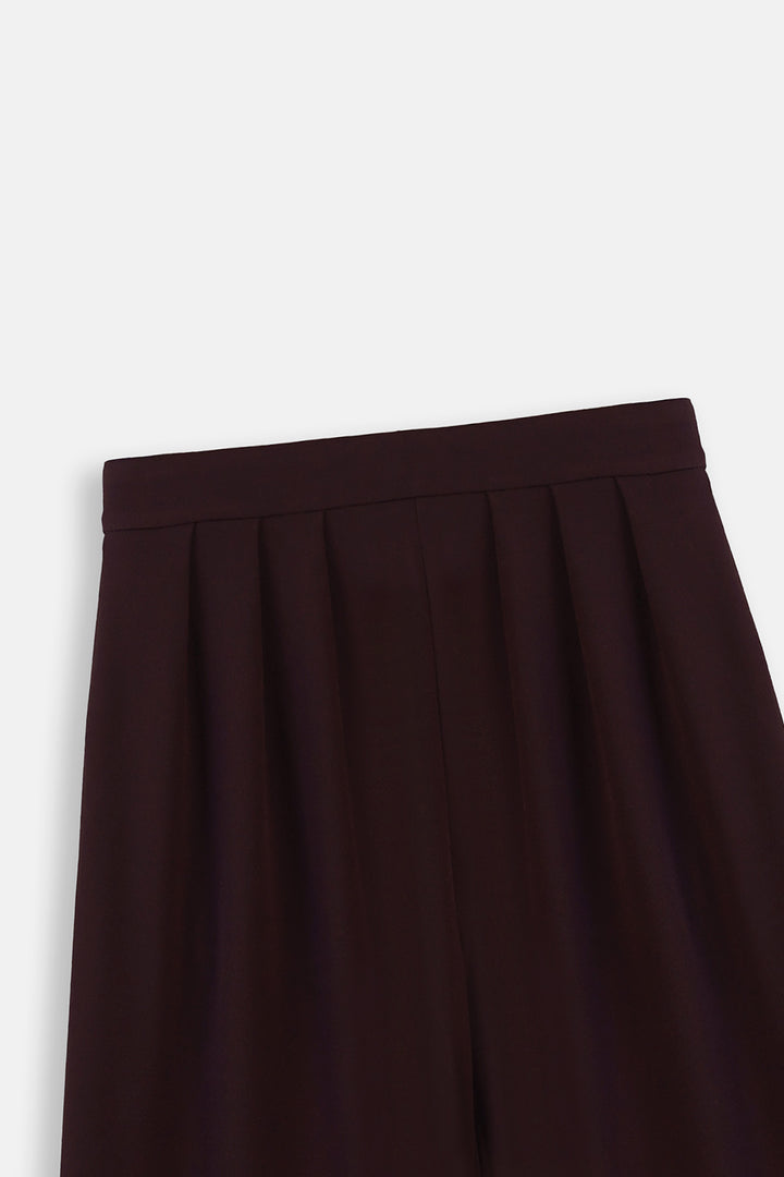 BROWN DEEP PLEAT PANTS